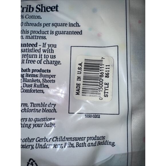 Vintage Gerber Portable Crib Sheet 100% Cotton Fits 24x38 In Mattress Soft Knit - Picture 8 of 8